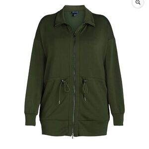 Scoop Ultimate Scubaknit Longline Drawstring Zip Jacket Kombu Green, Medium